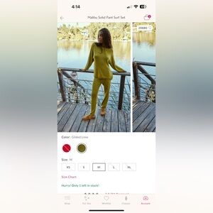 Free People Malibu Solid Pant Set, Guilded Lime, M, NWT